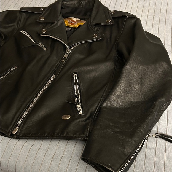 Harley-Davidson Black Leather Biker Jacket medium - Picture 5 of 7